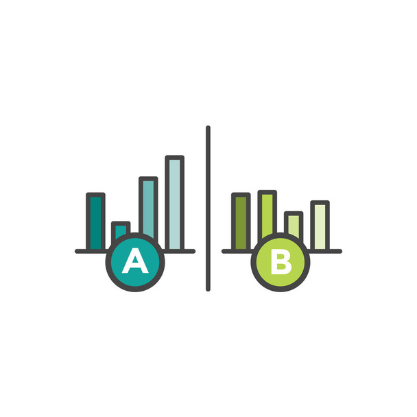Testen, trial en Research icon w A en B letters - Vector, afbeelding