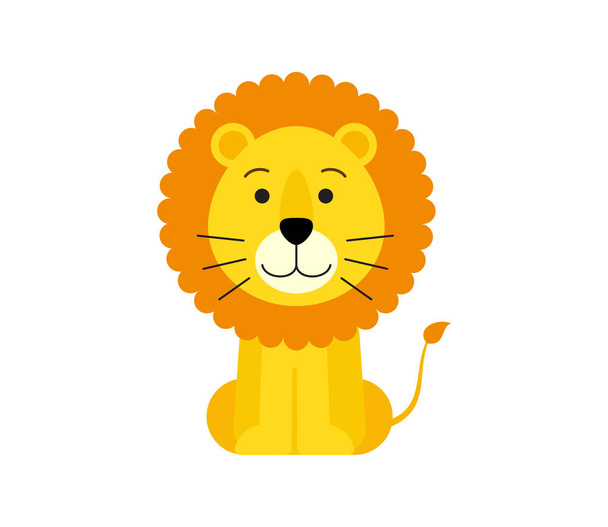 Vector illustration of cute lion cartoon isolated on white background - Διάνυσμα, εικόνα