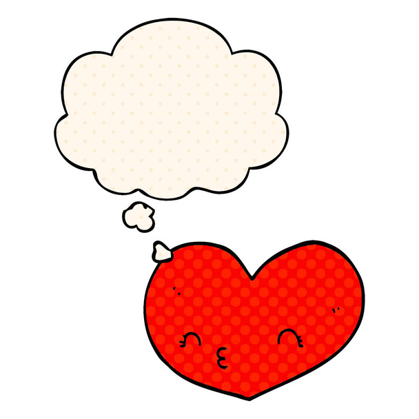 Cartoon serce miłość i myśli bańka w komiksowym stylu - Wektor, obraz