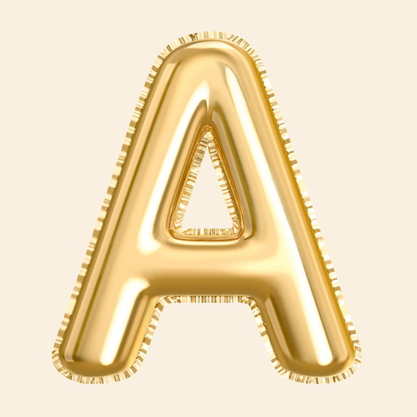 Golden color balloon letter A - Foto, afbeelding