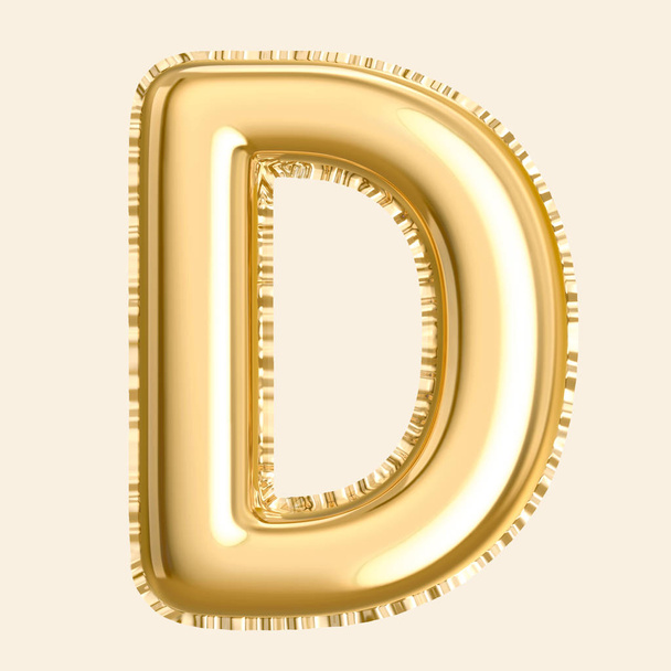 Golden color balloon letter D - Foto, afbeelding