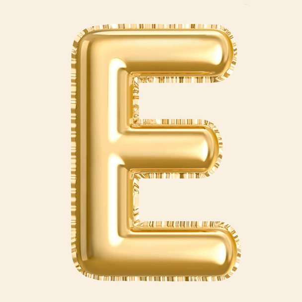 Gouden kleur ballon letter E - Foto, afbeelding