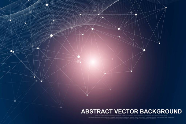 Abstract plexus background with connected lines and dots. Plexus geometric effect Big data with compounds. Lines plexus, minimal array. Digital data visualization. Vector illustration - Vector, Imagen