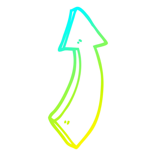 cold gradient line drawing cartoon pointing arrow - Вектор,изображение
