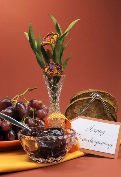 Щасливий день подяки сніданок з виноградом і желе - Фото, зображення