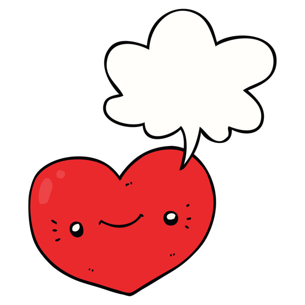 καρδιά καρτούν χαρακτήρα και φούσκα ομιλίας - Διάνυσμα, εικόνα