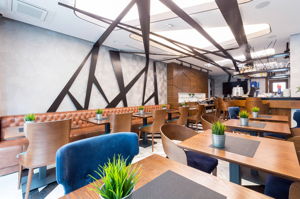 Interior of a modern hotel  lounge cafe bar restaurant - Fotoğraf, Görsel