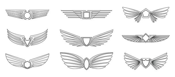 Conjunto de vectores de plantilla de logotipo de icono de alas
 - Vector, Imagen