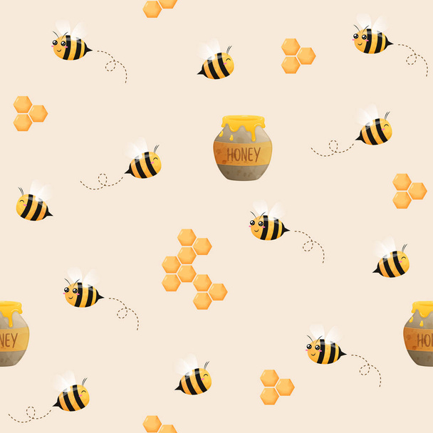 nahtlose Muster von Bienen. Bild von fliegenden Bienen. die Bienen und ho - Vektor, Bild
