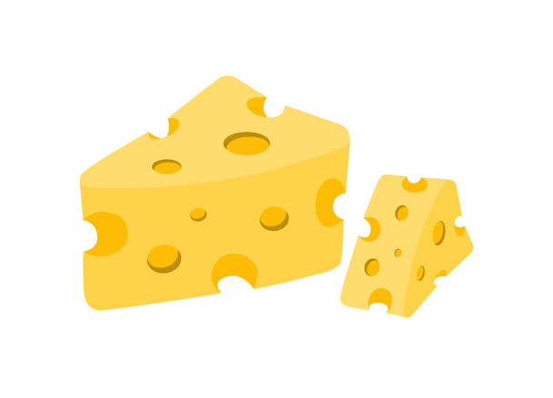 Fehér háttéren izolált sárga sajt. Sajt egy tejtermék zsíros ételek.  - Vektor, kép