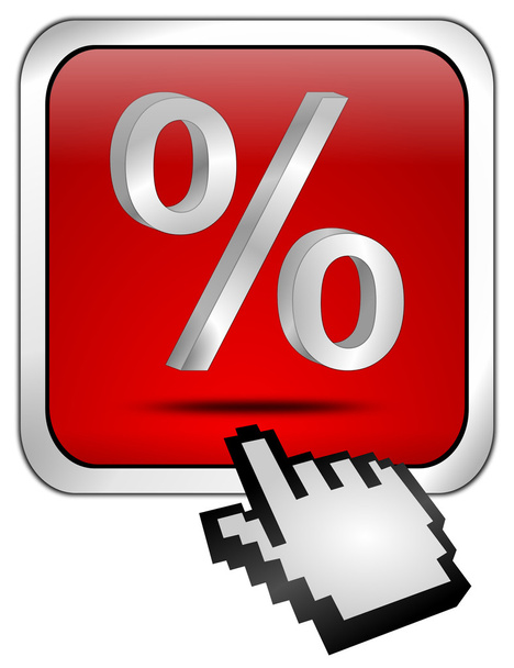 korting knop met procentsymbool en cursor - Foto, afbeelding