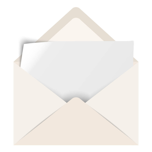 realistic envelope and piece of paper illustration - Vector, Image
