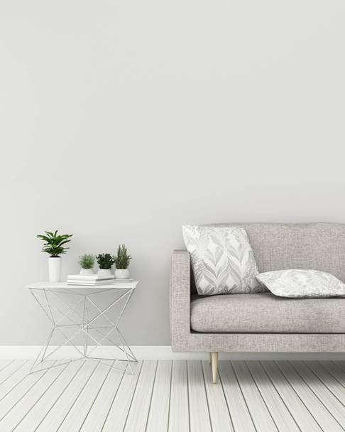 Quarto vazio com sofá e mesa.Espaço vazio em casa. design de interiores escandinavo. -renderização 3d
 - Foto, Imagem