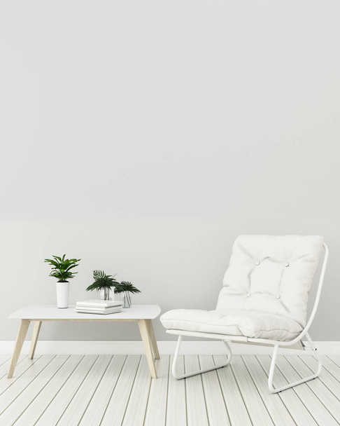Obývací prostor v domě. prázdný pokoj s křeslem a stolovou bílou. klasický design interiéru. -prostorové vykreslování - Fotografie, Obrázek