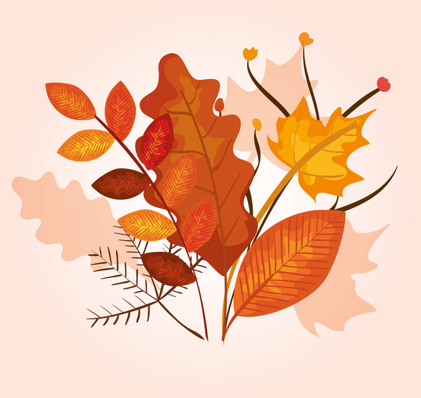 estação de outono com folhas e ramos plantas decoração
 - Vetor, Imagem