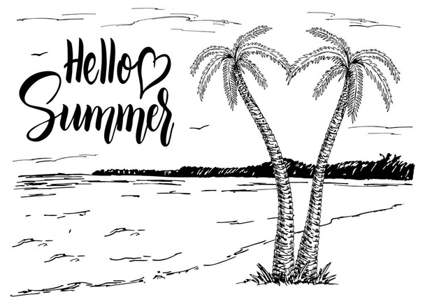 Hello summer banner, simply vector illustration  - Vector, Image
