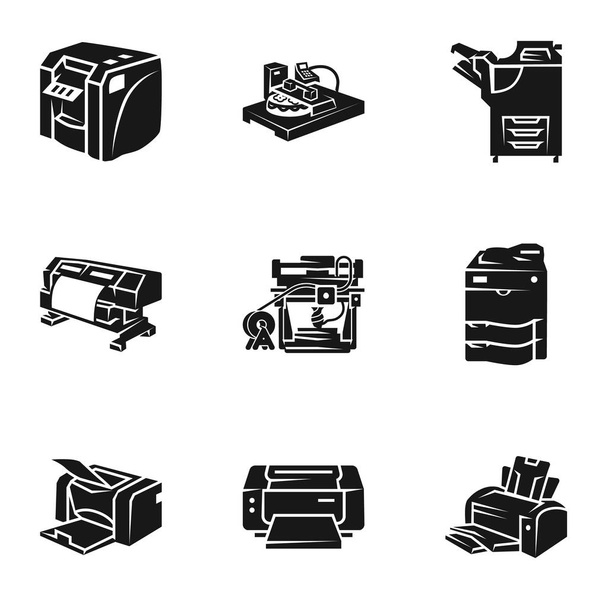 Laser printer icon set, simple style - Vettoriali, immagini