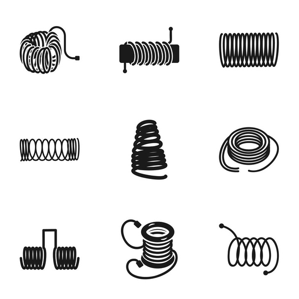 Metal coil icon set, simple style - Вектор,изображение