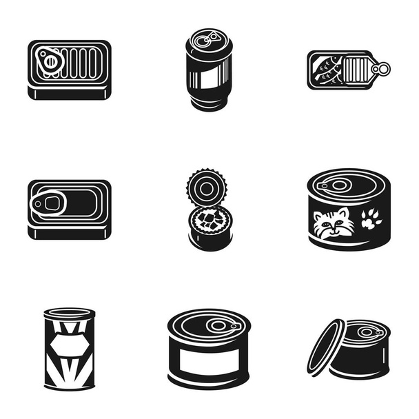 Conserve tin can icon set, simple style - Вектор,изображение