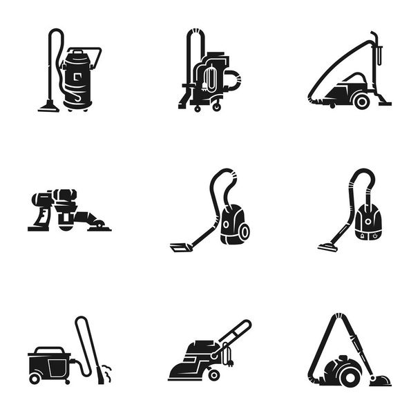 Electric vacuum cleaner icon set, simple style - Vettoriali, immagini