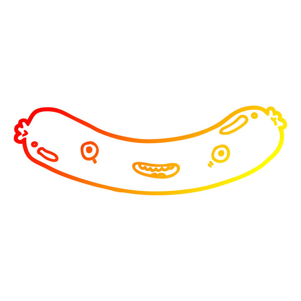 warm gradient line drawing cartoon sausage - Vector, Image