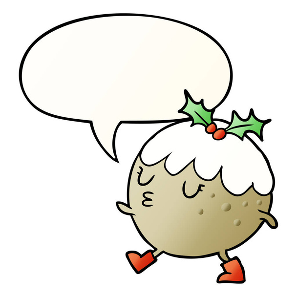 chodzenie Boże Narodzenie pudding kreskówka i bańka w gładkie gr - Wektor, obraz