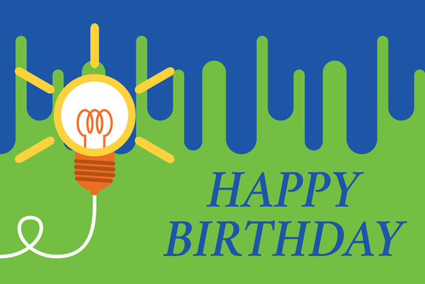 Handwriting text Happy Birthday. Concept meaning The birth anniversary of a demonstrating is celebrated with presents Big idea light bulb. Successful turning idea invention innovation. Startup. - Photo, Image