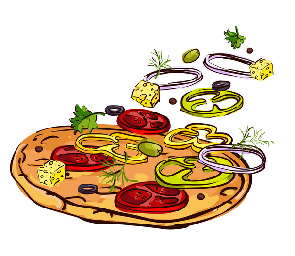Bir pizzanın vektör çizimi - Vektör, Görsel