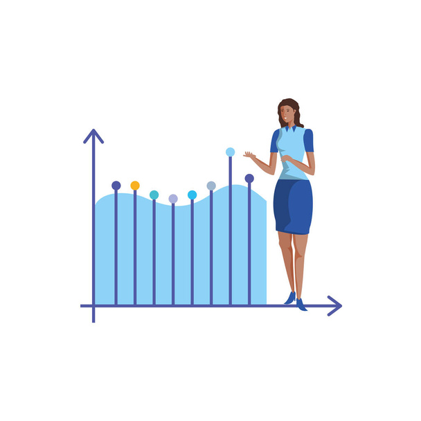 istatistik grafik ile iş kadını zarif - Vektör, Görsel
