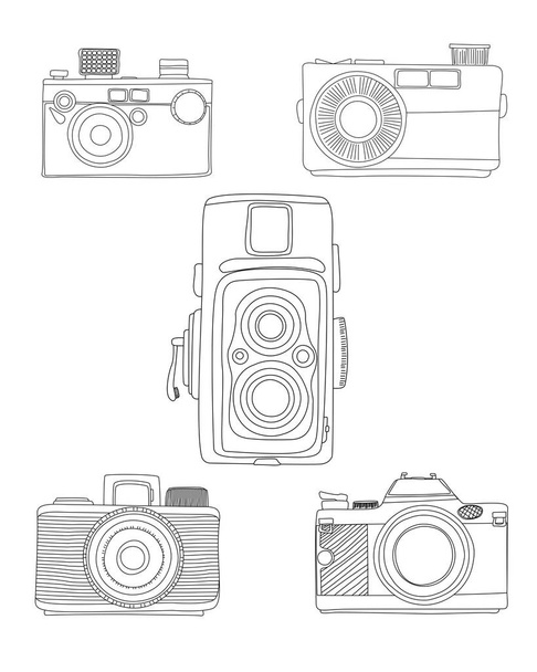 Doodle cameras - Vector, Imagen
