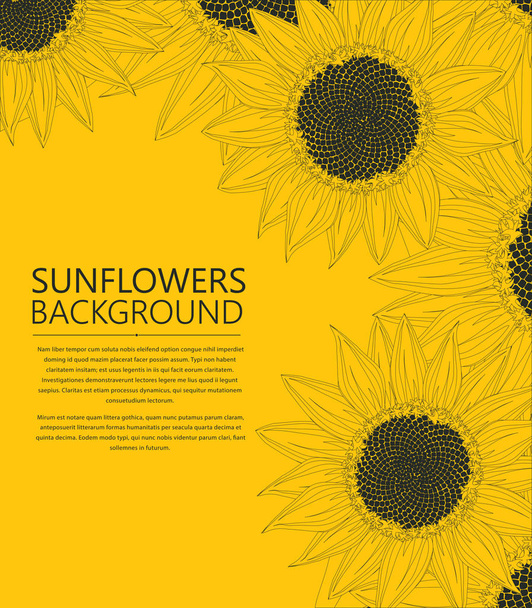 Sunflowers text card - Vector, Image