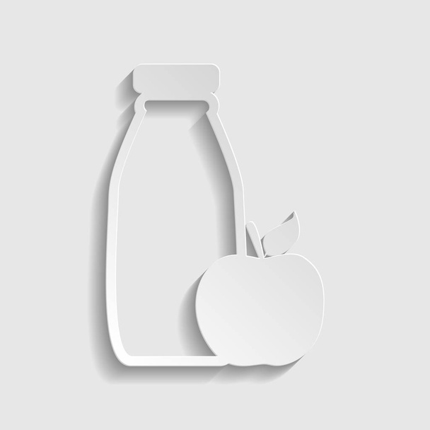Fles met appel. Dietology teken. Pictogram papier stijl. Illustratio - Vector, afbeelding