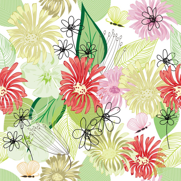 Abstract flower seamless pattern background - Vektör, Görsel