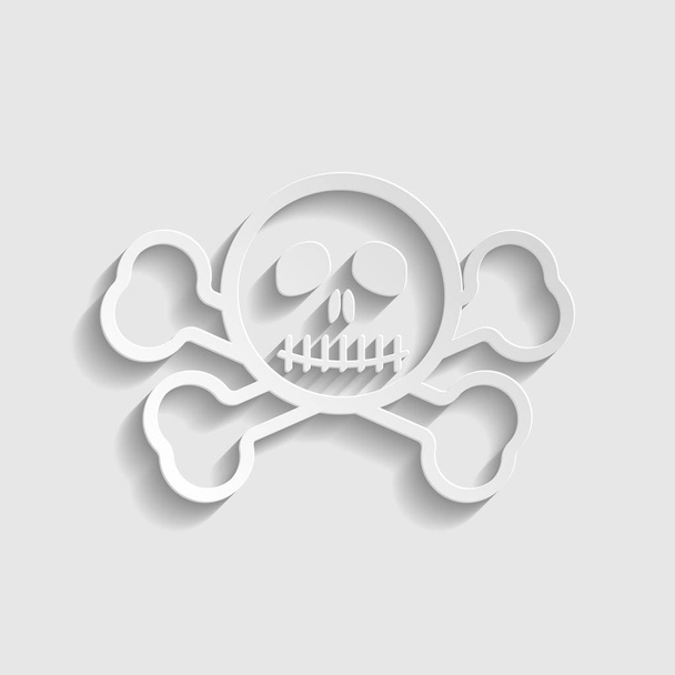Crossbones sign. Paper style icon. Illustration. - Vector, afbeelding