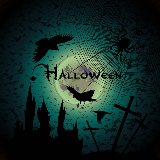 Joyeux Halloween. Un château d'horreurs avec des fantômes. Illustration vectorielle
 - Vecteur, image
