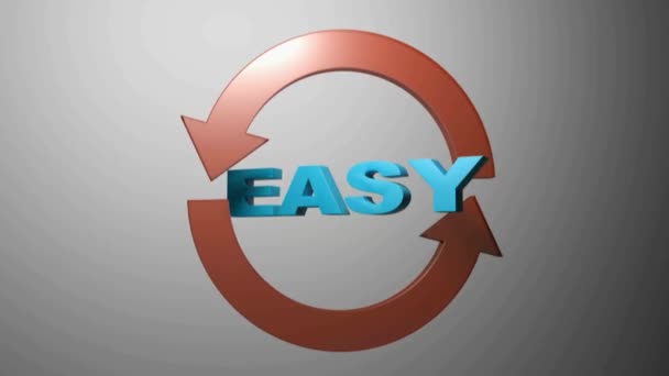 EASY with red rotating arrows - 3D rendering video clip - Footage, Video
