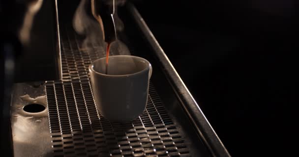 white cup of aromatic espresso made on vintage coffee machine - Footage, Video