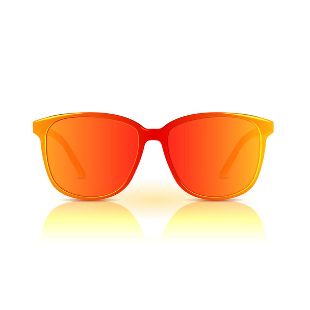 Gafas de sol vectoriales abstractas naranja con lentes de color. Moda gafas de moda. Aislado sobre fondo blanco. Vista frontal
. - Vector, Imagen