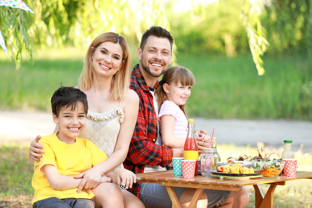 Famiglia felice che fa picnic il giorno d'estate
 - Foto, immagini