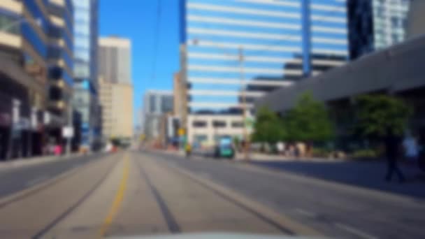 Driving Downtown City Street With Blur Effect.  Driver Point of View POV of Urban Road With Tall Buildings and Skyscrapers. - Footage, Video