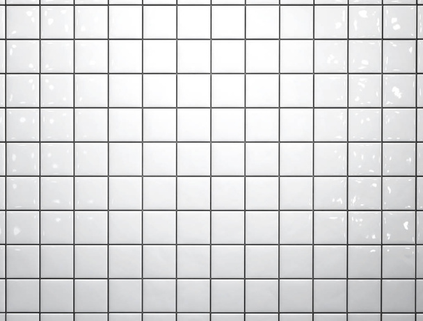 Fehér kerámia fürdőszoba csempe fal háttér. 3D-illusztráció  - Fotó, kép