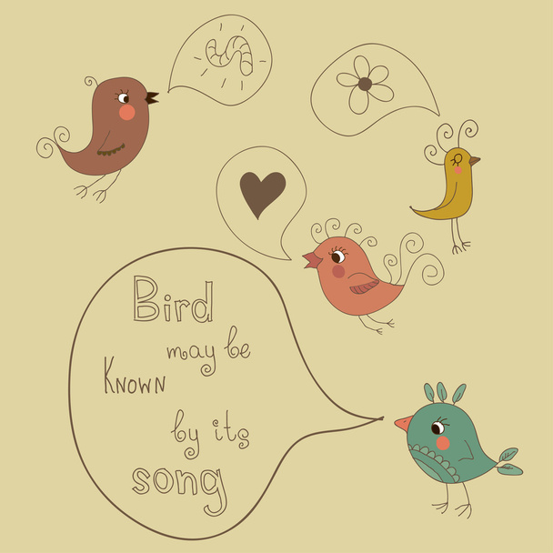 αστεία σύνολο με χαριτωμένα πουλιά - Διάνυσμα, εικόνα