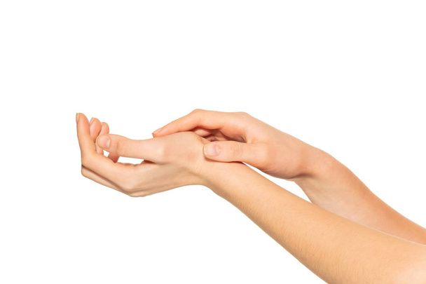 Skin care of beautiful female hands isolated on white background - Φωτογραφία, εικόνα