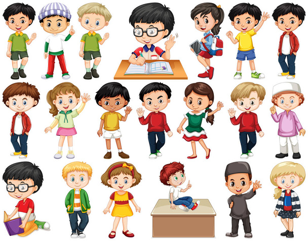 Set of children doing different actions - Vector, Image