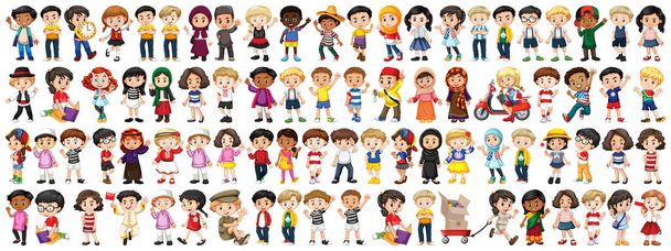 Children with different nationalities on white background - Vector, Image
