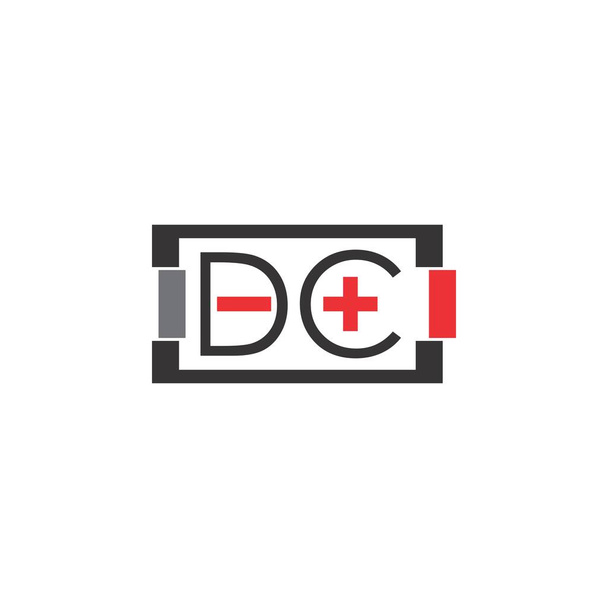 DC μπαταρία διάνυσμα σχεδιασμού λογότυπο - Διάνυσμα, εικόνα