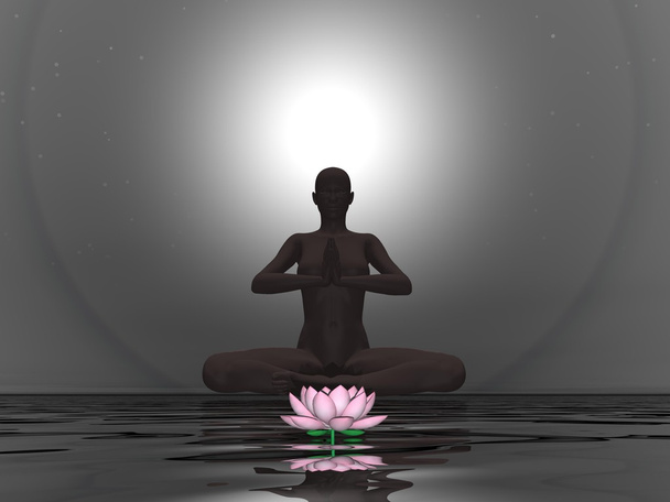 Lotus-Meditation - 3D-Darstellung - Foto, Bild