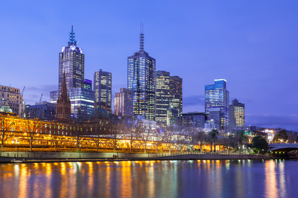Melbourne Skyline o zmierzchu - Zdjęcie, obraz