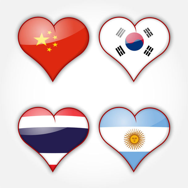 Flags in the hearts - Vektor, Bild