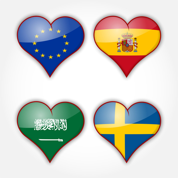 Flags in the hearts - Vektor, obrázek